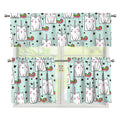 Cute Unicorn Cat Pattern Print 3 Piece Kitchen Curtains