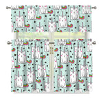 Cute Unicorn Cat Pattern Print 3 Piece Kitchen Curtains