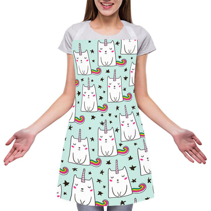 Cute Unicorn Cat Pattern Print Adjustable Apron