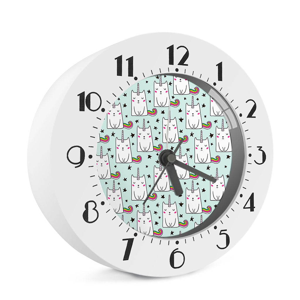 Cute Unicorn Cat Pattern Print Alarm Clock