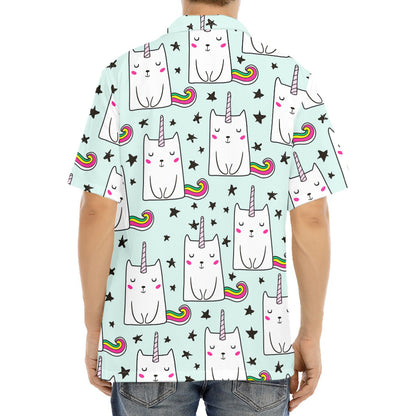 Cute Unicorn Cat Pattern Print Aloha Shirt