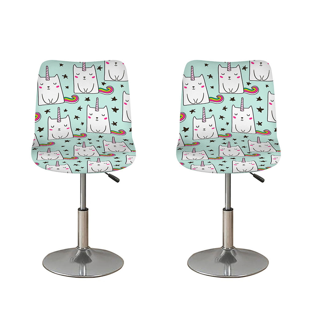 Cute Unicorn Cat Pattern Print Bar Stool Covers
