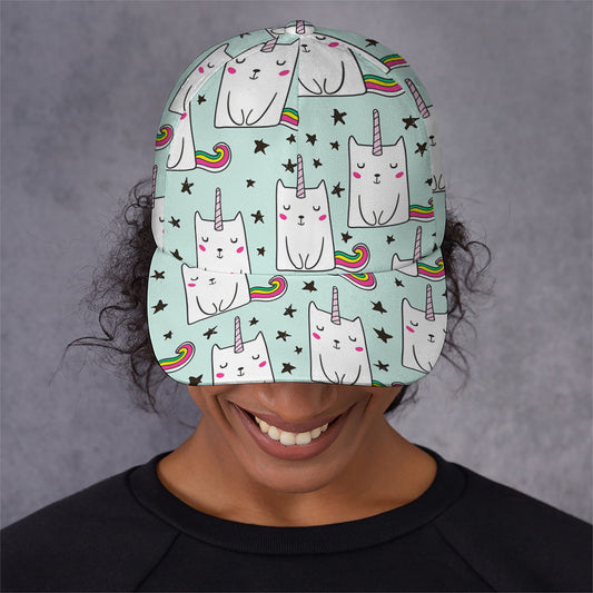 Cute Unicorn Cat Pattern Print Baseball Cap