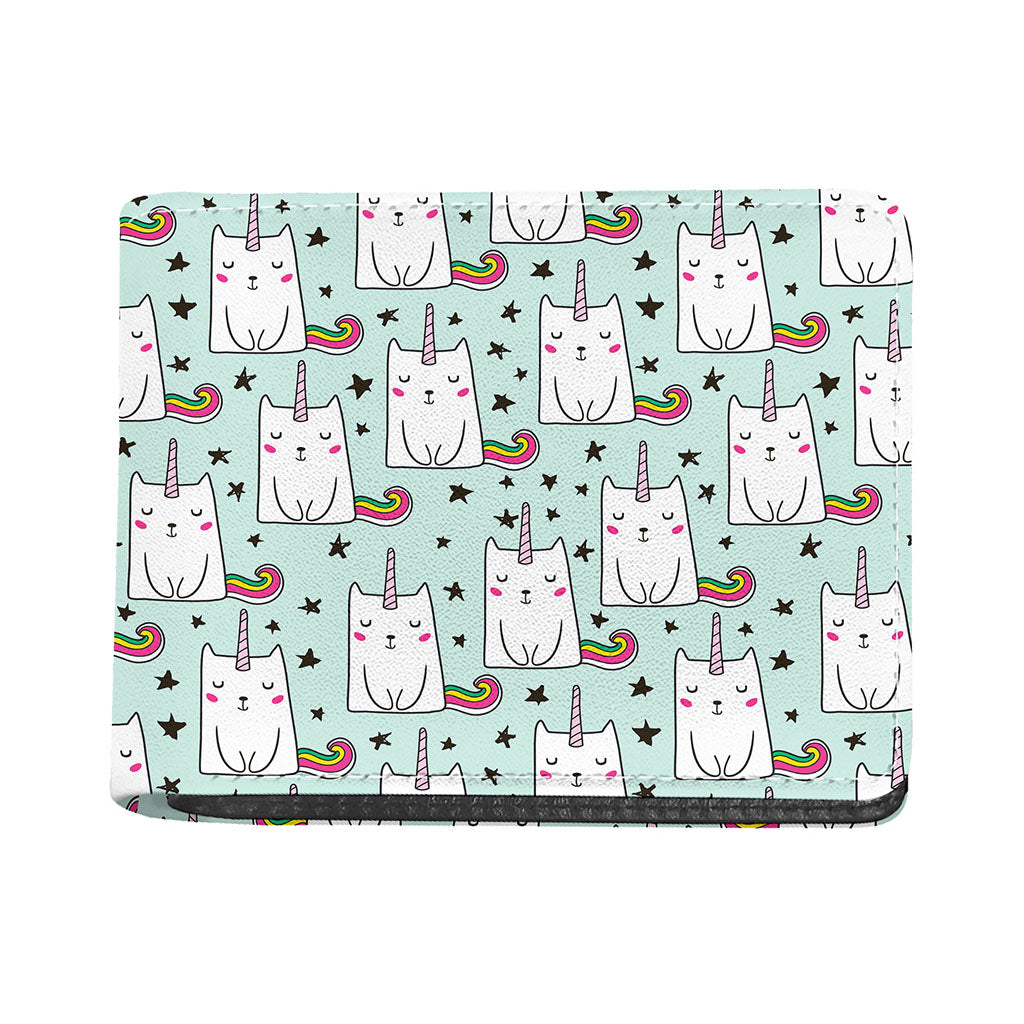 Cute Unicorn Cat Pattern Print Bifold Wallet