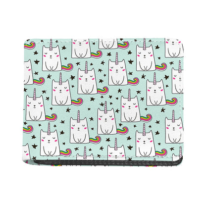 Cute Unicorn Cat Pattern Print Bifold Wallet