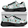 Cute Unicorn Cat Pattern Print Black Chunky Shoes