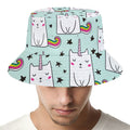 Cute Unicorn Cat Pattern Print Bucket Hat