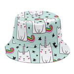Cute Unicorn Cat Pattern Print Bucket Hat