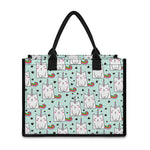 Cute Unicorn Cat Pattern Print Canvas Tote Bag