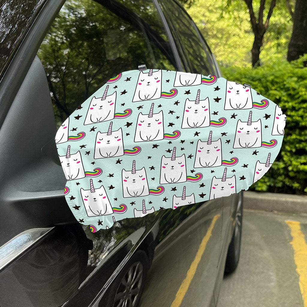 Cute Unicorn Cat Pattern Print Car Side Mirror Covers