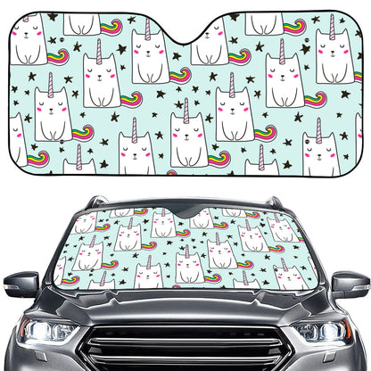 Cute Unicorn Cat Pattern Print Car Windshield Sun Shade