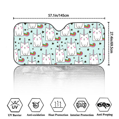 Cute Unicorn Cat Pattern Print Car Windshield Sun Shade