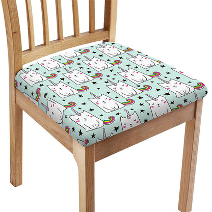 Cute Unicorn Cat Pattern Print Chair Cushion Cover