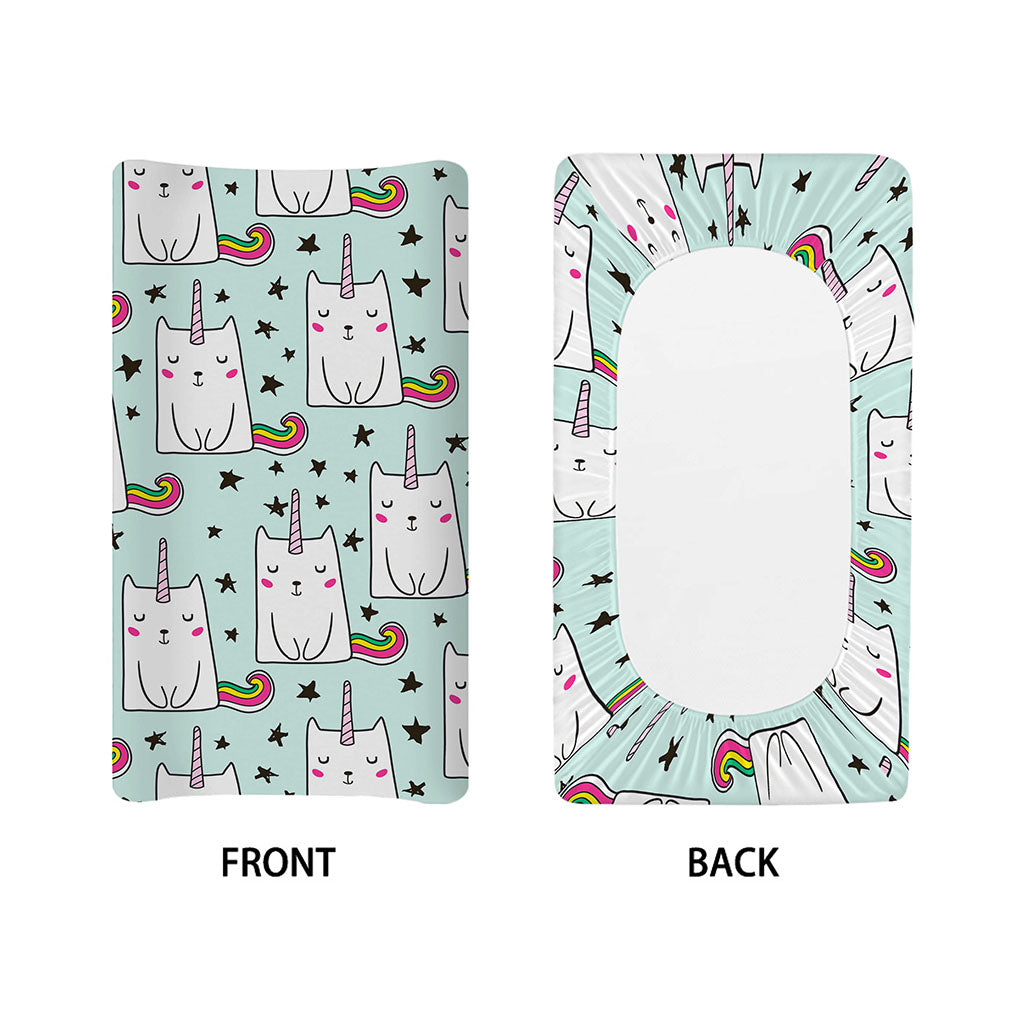 Cute Unicorn Cat Pattern Print Changing Pad Cover