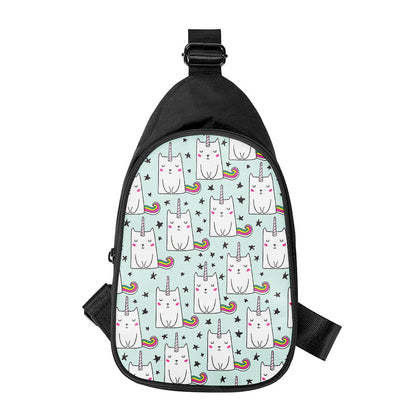Cute Unicorn Cat Pattern Print Chest Bag