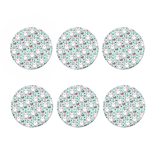 Cute Unicorn Cat Pattern Print Coaster Set