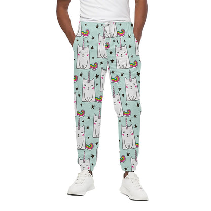 Cute Unicorn Cat Pattern Print Cotton Pants