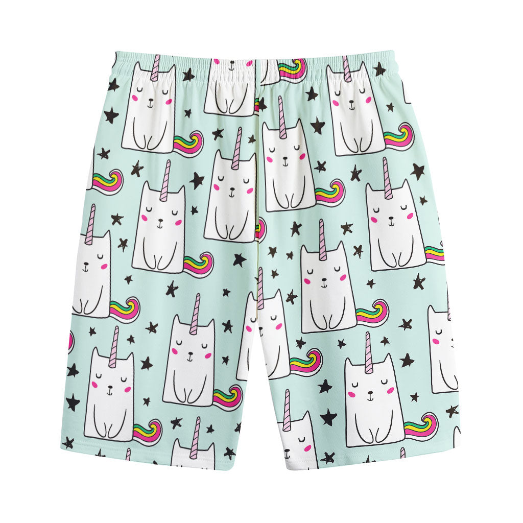 Cute Unicorn Cat Pattern Print Cotton Shorts