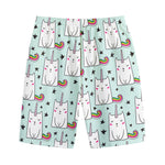 Cute Unicorn Cat Pattern Print Cotton Shorts