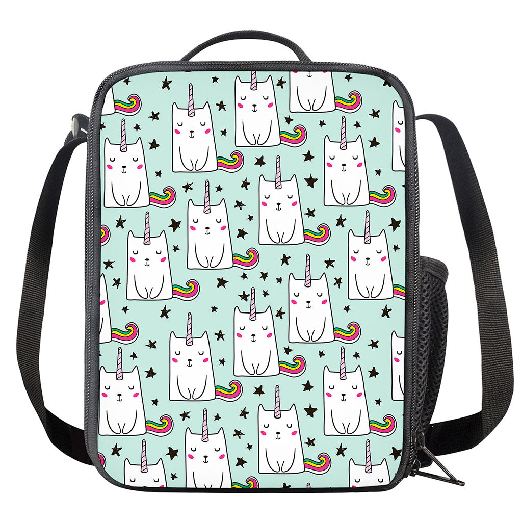 Cute Unicorn Cat Pattern Print Crossbody Lunch Bag