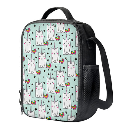 Cute Unicorn Cat Pattern Print Crossbody Lunch Bag