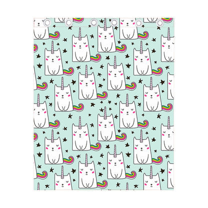 Cute Unicorn Cat Pattern Print Curtain