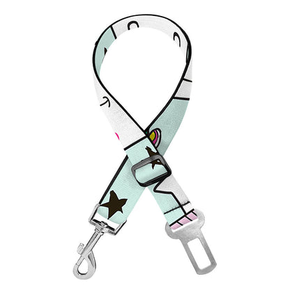Cute Unicorn Cat Pattern Print Dog Seat Belt