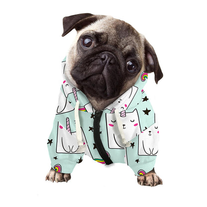 Cute Unicorn Cat Pattern Print Dog Zip Up Hoodie
