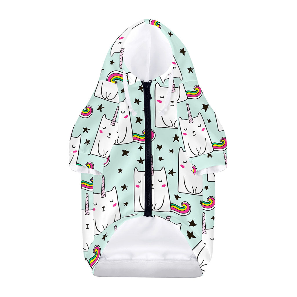 Cute Unicorn Cat Pattern Print Dog Zip Up Hoodie