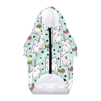 Cute Unicorn Cat Pattern Print Dog Zip Up Hoodie