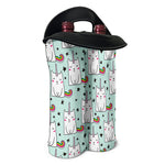 Cute Unicorn Cat Pattern Print Double Neoprene Wine Tote
