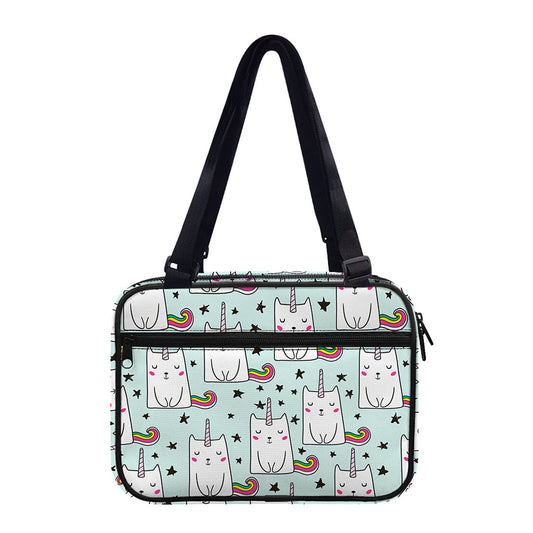 Cute Unicorn Cat Pattern Print Double Strap Bible Bag