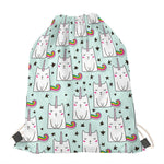 Cute Unicorn Cat Pattern Print Drawstring Bag