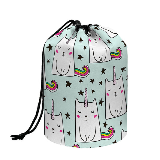 Cute Unicorn Cat Pattern Print Drawstring Makeup Bag