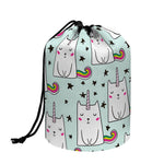 Cute Unicorn Cat Pattern Print Drawstring Makeup Bag