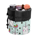 Cute Unicorn Cat Pattern Print Drawstring Makeup Bag