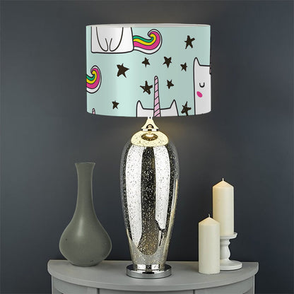 Cute Unicorn Cat Pattern Print Drum Lamp Shade