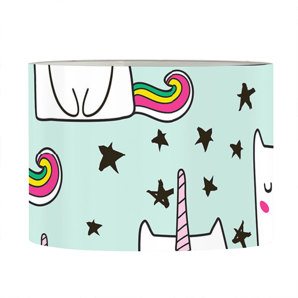 Cute Unicorn Cat Pattern Print Drum Lamp Shade