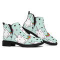Cute Unicorn Cat Pattern Print Flat Ankle Boots