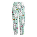 Cute Unicorn Cat Pattern Print Fleece Lined Knit Pants