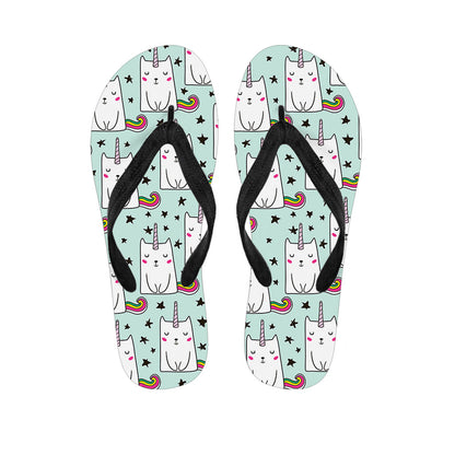 Cute Unicorn Cat Pattern Print Flip Flops