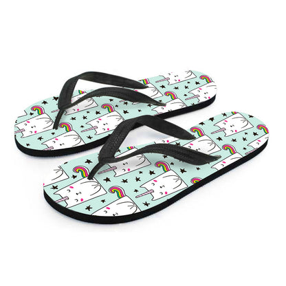 Cute Unicorn Cat Pattern Print Flip Flops