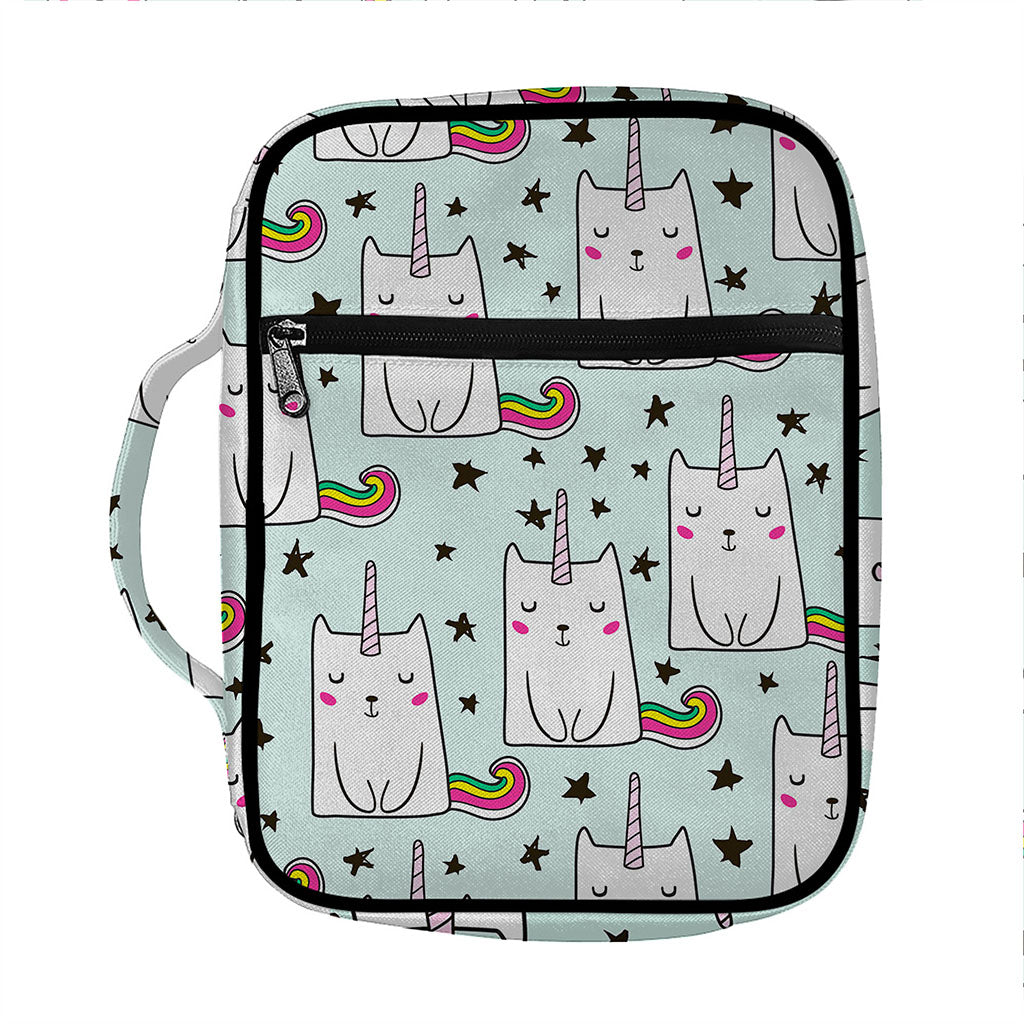 Cute Unicorn Cat Pattern Print Front Pocket Bible Bag