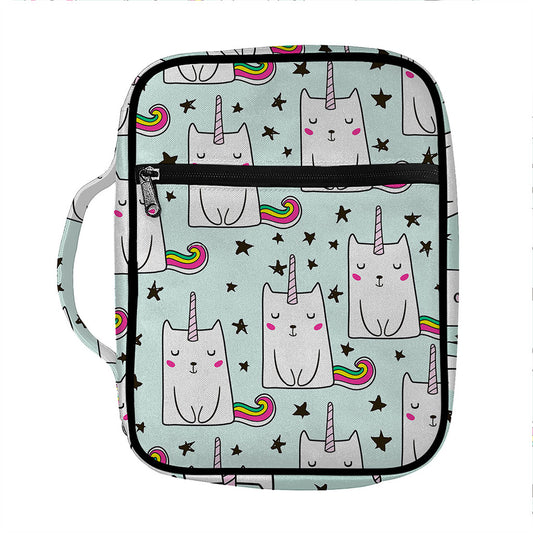 Cute Unicorn Cat Pattern Print Front Pocket Bible Bag