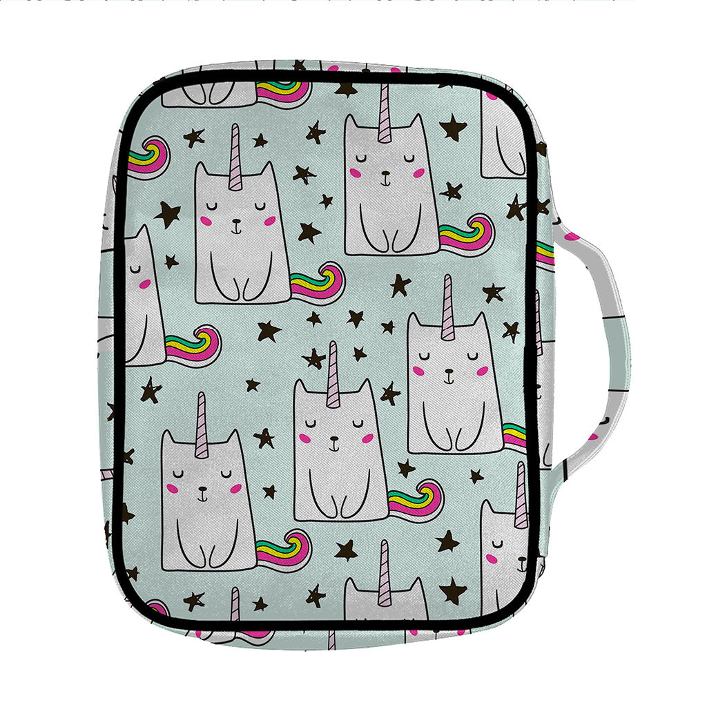 Cute Unicorn Cat Pattern Print Front Pocket Bible Bag