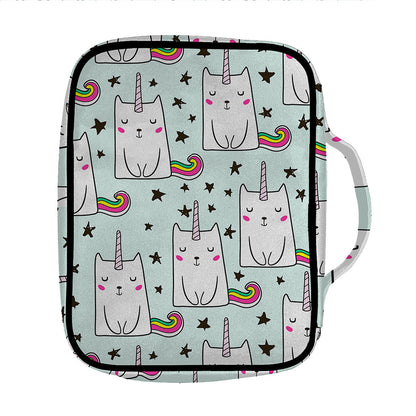 Cute Unicorn Cat Pattern Print Front Pocket Bible Bag