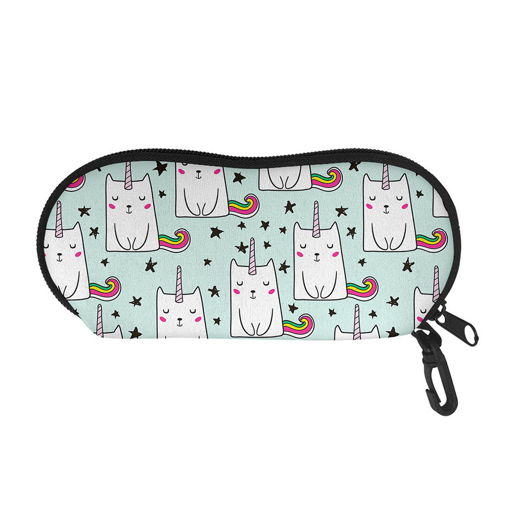 Cute Unicorn Cat Pattern Print Glasses Case