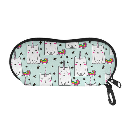 Cute Unicorn Cat Pattern Print Glasses Case