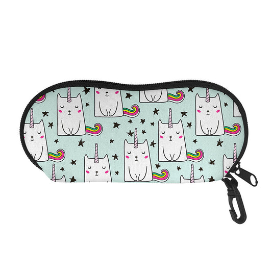 Cute Unicorn Cat Pattern Print Glasses Case