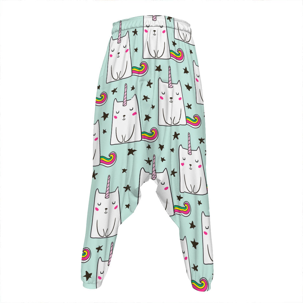 Cute Unicorn Cat Pattern Print Hammer Pants